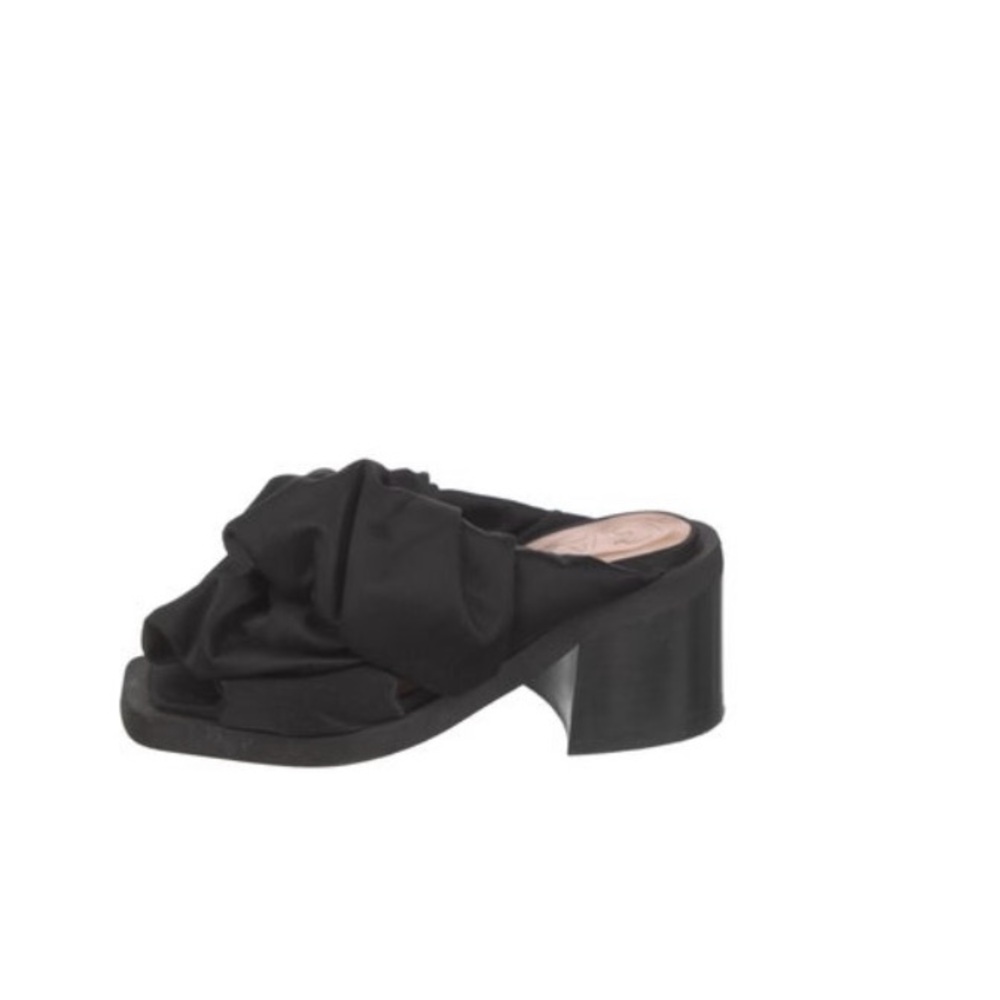 Ganni Black Satin block Heeled Slides